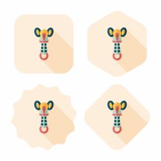 baby rattle flat icon with long shadow EPS 10 N100