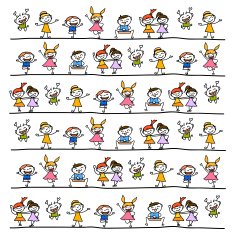 hand drawing cartoon abstract happy kids N4