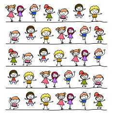 hand drawing abstract cartoon happy kids N9