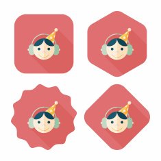 Birthday party boy flat icon with long shadow eps10 N51