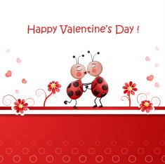 Valentine's day illustration with cute couple of lady bugs