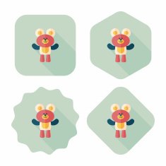 teddy bear flat icon with long shadow eps10 N28