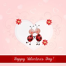 Valentine's day illustration with cute couple of lady bugs N2