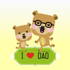 Happy fathers day card with cute bears