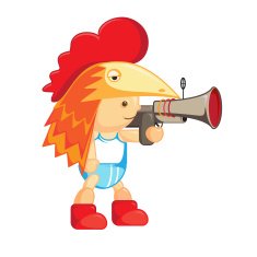Baby in the chicken mask Hen Cartoon Character A boy with a gun