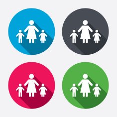 One-parent family with two children sign icon N5