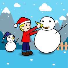 Children building snowman Winter holidays