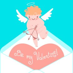 Valentine's Day card with cute Cupids and hearts N2