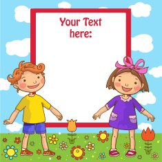 Girl and Boy beside blank placard