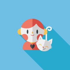 Pet cat and boy friendship flat icon eps10 N8