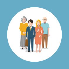 Happy child-free family illustration