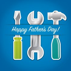 Paper cut out "Happy Father's Day" tool card