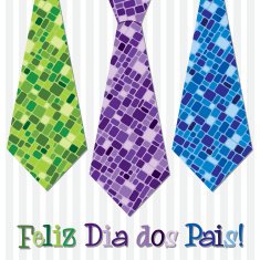 Bright mosaic Portuguese 'Happy Father's Day' neck tie card