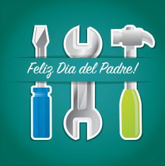 Spanish paper cut out "Happy Father's Day" tool card