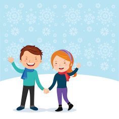 Winter fun Cheerful couple gesturing