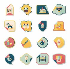 baby sticker banner design flat background set eps10 N4