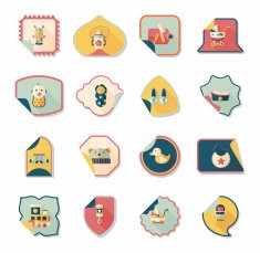 baby sticker banner design flat background set eps10 N5