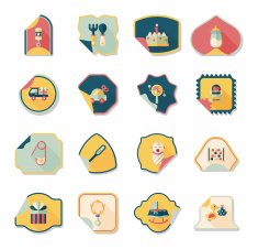 baby sticker banner design flat background set eps10 N10