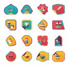 baby sticker banner design flat background set eps10 N13