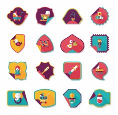baby sticker banner design flat background set eps10 N17