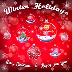Crystal glass balls set with christmas gifts