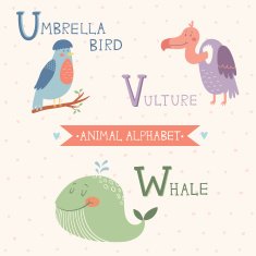 Animal Alphabet Umbrella bird Vulture Whale