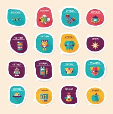 baby bubble speech banner design flat background set eps10 N62