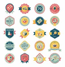 Baby badge banner design flat background set eps10 N12