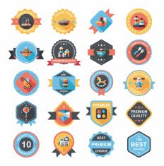 Baby badge banner design flat background set eps10 N32