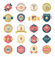 Baby badge banner design flat background set eps10 N49
