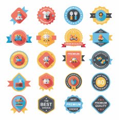 Baby badge banner design flat background set eps10 N73