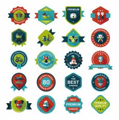 Baby badge banner design flat background set eps10 N84