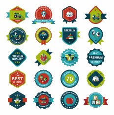 Baby badge banner design flat background set eps10 N89