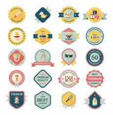 Baby badge banner design flat background set eps10 N94