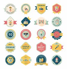 Baby badge banner design flat background set eps10 N100