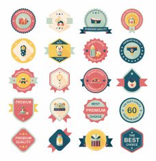 Baby badge banner design flat background set eps10 N103