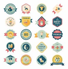 Baby badge banner design flat background set eps10 N104