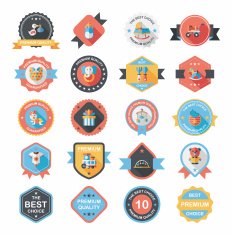 Baby badge banner design flat background set eps10 N127