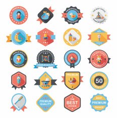 Baby badge banner design flat background set eps10 N128