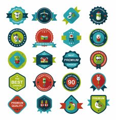 Baby badge banner design flat background set eps10 N135