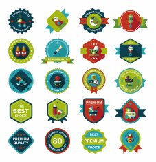 Baby badge banner design flat background set eps10 N138