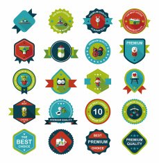 Baby badge banner design flat background set eps10 N139