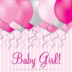 Little Girl pink balloon card in vector format