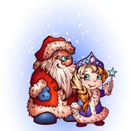 Christmas Santa Claus and Snow-Maiden Vector illustration N2