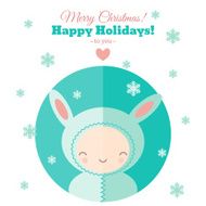 Greeting card with fun child for Christmas in flat N2