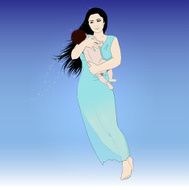 Flying woman with child