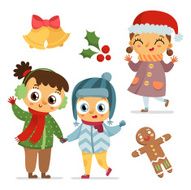 Set of children characters holiday style