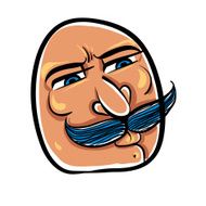 Funny cartoon face with mustaches vector illustration