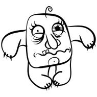 Wierd cartoon monster absolute crazy numskull portrait