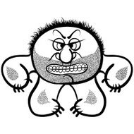 Angry Cartoon Monster With Stubble Black And White Lines Vector N2